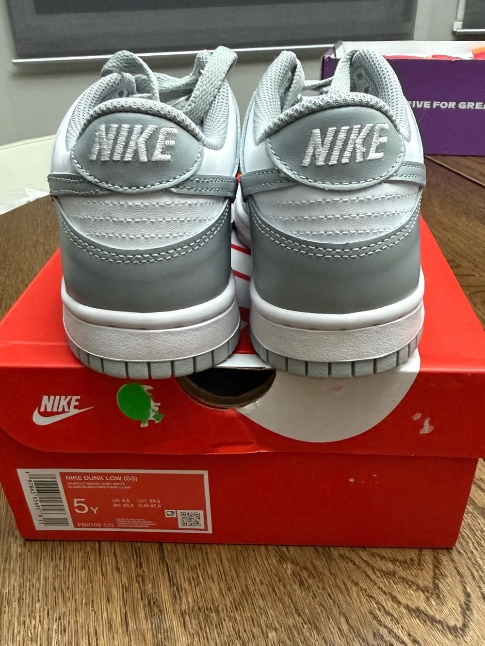 Nike Dunk Low White White Light Smoke Grey FB9109-123 5Y OR 7.5W